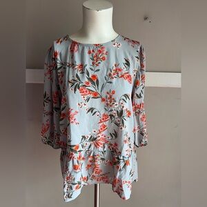 Adore Me Floral Blouse - Gray and Red